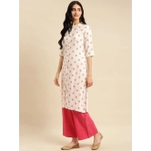 Rangita Women Rayon White Buta Printed Calf Length A-line Kurti - None