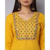 Alena Cotton Embroidered Straight Womens Kurti - Mustard ( Pack of 1 ) - None