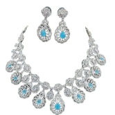 Stunning Cubic Zirconia Bridal Necklace and Earrings Set in Silver