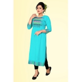 haya fashion - Light Blue Rayon Women's Straight Kurti ( Pack of 1 ) - None