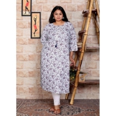 JC4U Cotton Blend Printed Straight Womens Kurti - White ( Pack of 1 ) - None