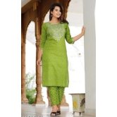 BEAUTIFUL KURTI HEAVY COTTON EMBROIDERY WORK-L / Green