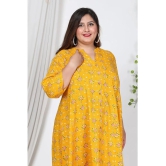 Swasti Cotton Blend Printed Front Slit Womens Kurti - Yellow ( Pack of 1 ) - None