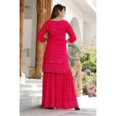 Pink Chikankari Cotton Palazzo Set Pink XXXL