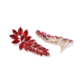 YouBella Jewellery Girls/Womens Stylish Latest Design Gold Plated Crystal Earrings (Red) - Red