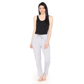 Vami Plain Cotton Rich Relax Lower For Women - Light Grey M