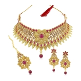 Sukkhi Alloy Pink Traditional Necklaces Set Choker - Pink