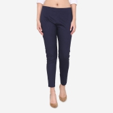 Women's Cotton Formal Trousers - Navy Navy 2XL