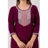 Kapadia - Wine Rayon Womens Straight Kurti ( Pack of 1 ) - None