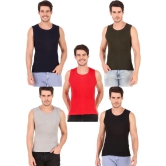 Hap Kings - Multi Cotton Mens Vest ( Pack of 5 ) - None