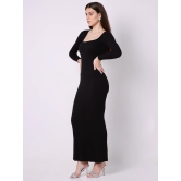 Built in Bra And Shapewear Black Full Sleeves Dress