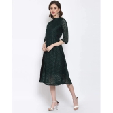 Selvia Net Green A- line Dress - - None