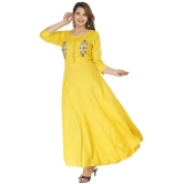 JC4U Rayon Yellow A- line Dress - Single - None