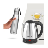 Milton Combo Set Go Electro Stainless Steel Kettle, 1.2 Litres, Silver and Super 750 Stainless Steel Water Bottle, 650 ml, Silver | Office | Home | Kitchen | Travel Water Bottle