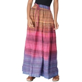 Wild-Orchid Long Summer Skirt with Stripes Woven in Multi-Color Thread and Dori on Waist