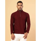 Rigo Polyester Slim Fit Striped Full Sleeves Mens High Neck T-Shirt - Wine ( Pack of 1 ) - None