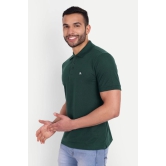 Solid Men Polo Neck Dark Green T-Shirt