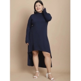 Rigo Cotton Solid Knee Length Womens Asymmetric Dress - Navy ( Pack of 1 ) - None