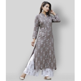 Lee Moda - Dark Grey Straight Rayon Women's Stitched Salwar Suit ( Pack of 1 ) - S