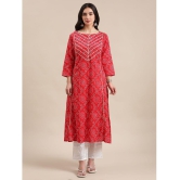 Varanga Cotton Printed Flared Womens Kurti - Red ( Pack of 1 ) - None