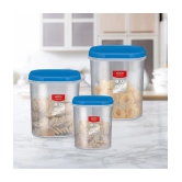 Milton Quadra Storage Container, Set of 3, 2000 ml, 3000 ml, 4000 ml, Blue - Blue