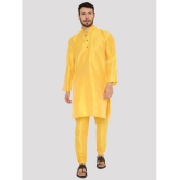 Maharaja - Yellow Silk Regular Fit Mens Kurta Pyjama Set ( Pack of 1 ) - None