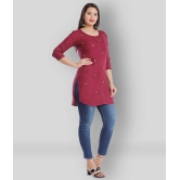 HIGHLIGHT FASHION EXPORT - Maroon Viscose Womens Straight Kurti ( Pack of 1 ) - S