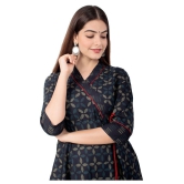 miravan Blue Cotton Angrakha Kurti - XL