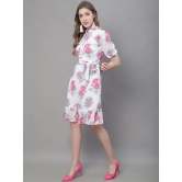 MINI & MING Floral Print Tie-Up Neck Georgette Blouson Dress