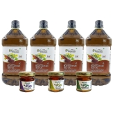 Farm Naturelle Organic Mustard Oils. The Finest-FSSAI & Certified Organic Cold Pressed Virgin (Kachi Ghani) Mustard Cooking Oil (2 LTR X 4 ) +3, 55g Honey