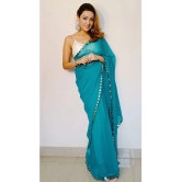 ANAND SAREES Chiffon Solid Saree With Blouse Piece - Light Blue ( Pack of 1 ) - Light Blue