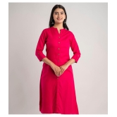 MAUKA - Pink Rayon Womens Front Slit Kurti ( Pack of 1 ) - None