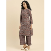 gufrina Cotton Printed Kurti With Palazzo Womens Stitched Salwar Suit - Brown ( Pack of 1 ) - None