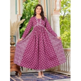 Vbuyz Cotton Printed Anarkali Womens Kurti - Lavender ( Pack of 1 ) - None