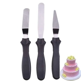 KATHIYAWADI 3-in-1 Multi-Function Stainless Steel Cake Icing Spatula Knife Set, 3-Pieces, Multicolor