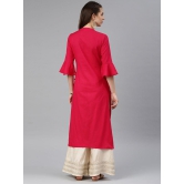 Alena - Pink Cotton Womens Jacket Style Kurti - L