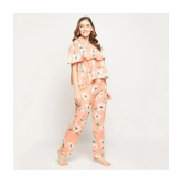 Clovia - Peach Rayon Womens Nightwear Nightsuit Sets ( Pack of 1 ) - None