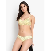 KYODO - Yellow Molded Cups Cotton Blend Women's Bra & Panty Set ( Pack of 1 ) - 38B, Yellow