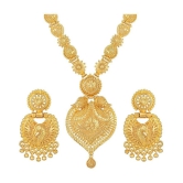 Asmitta Jewellery Golden Alloy Necklace Set ( Pack of 1 ) - Golden