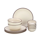 Handcrafted Stoneware Ceramic Dinner Set, 10 Pieces Dish Set Serving for 4, Microwave and Dishwasher Safe, Bone-ash Free, Crockery Set for Dining and Gifting, Off white