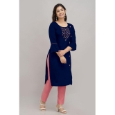 Kapadia - Navy Front Slit Rayon Women''s Stitched Salwar Suit ( Pack of 1 ) - None