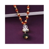 SILVER SHINE Gold Plated  Silver Trishul Locket with Rudraksha Mala for Men and Women - Golden