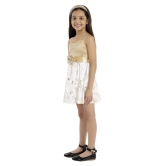 Kids Cave cotton dress for girls fit and flare belted with flower fabric-cotton print-gold butterfly (Color_white, Size_3 Years to 12 Years) - None