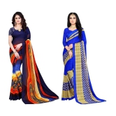 LEELAVATI - Blue Georgette Saree With Blouse Piece ( Pack of 2 ) - Blue