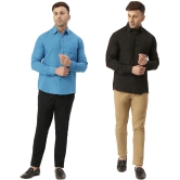 KLOSET By RIAG 100% Cotton Regular Fit Solids Full Sleeves Men's Casual Shirt - Black ( Pack of 2 ) - None