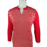 Woollen Shimmer Floral Print-Red / Free Size S-Xl