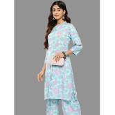 Janasya Womens Sky Blue Crepe Digital Printed Co-ords Set - None