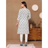 Rangita Women Cotton Off White Printed Knee Length Straight Kurti - None