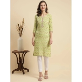 Rangita Women Green Rayon Floral Printed Knee Length Straight Kurti - None