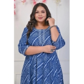 Swasti Cotton Blend Printed Anarkali Womens Kurti - Blue ( Pack of 1 ) - None